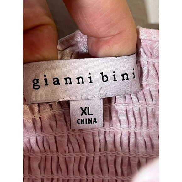 Gianni Bini Top Milkmaid XL Pink Plaid Smock Western Boho Festival Coquette 80s - Picture 2 of 10